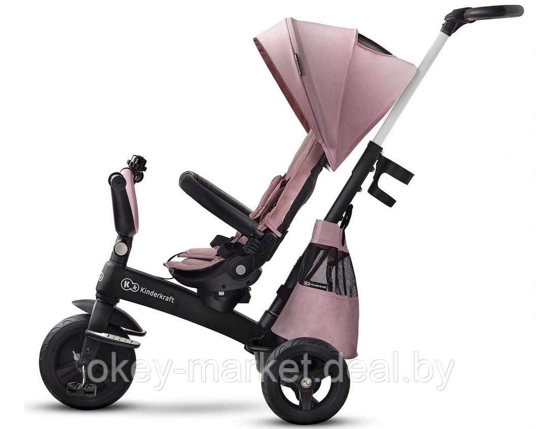 Детский трехколесный велосипед-коляска Kinderkraft Easytwist розовый - фото 4 - id-p150128105