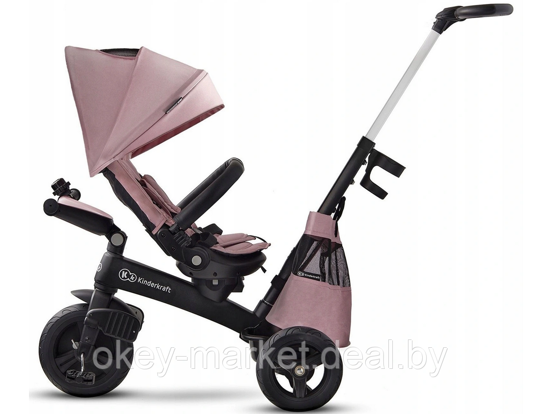 Детский трехколесный велосипед-коляска Kinderkraft Easytwist розовый - фото 5 - id-p150128105