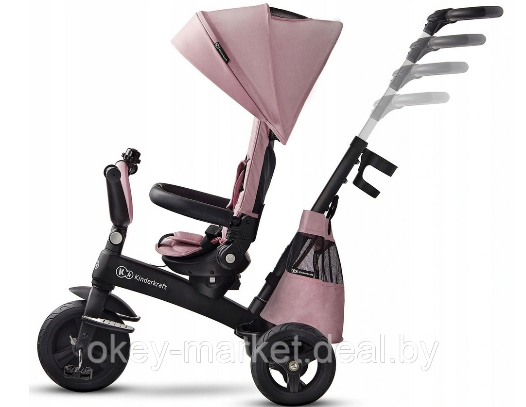 Детский трехколесный велосипед-коляска Kinderkraft Easytwist розовый - фото 7 - id-p150128105