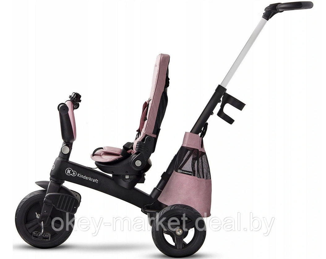 Детский трехколесный велосипед-коляска Kinderkraft Easytwist розовый - фото 10 - id-p150128105