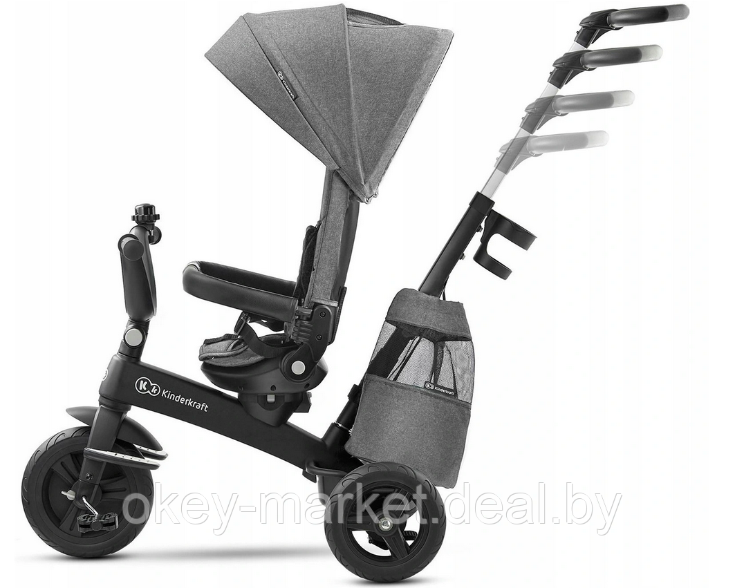 Детский трехколесный велосипед-коляска Kinderkraft Easytwist серый - фото 9 - id-p150134457