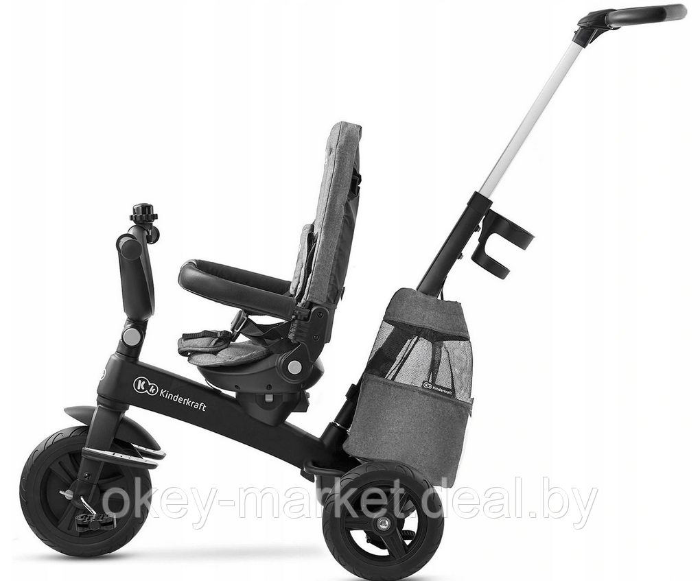 Детский трехколесный велосипед-коляска Kinderkraft Easytwist серый - фото 10 - id-p150134457