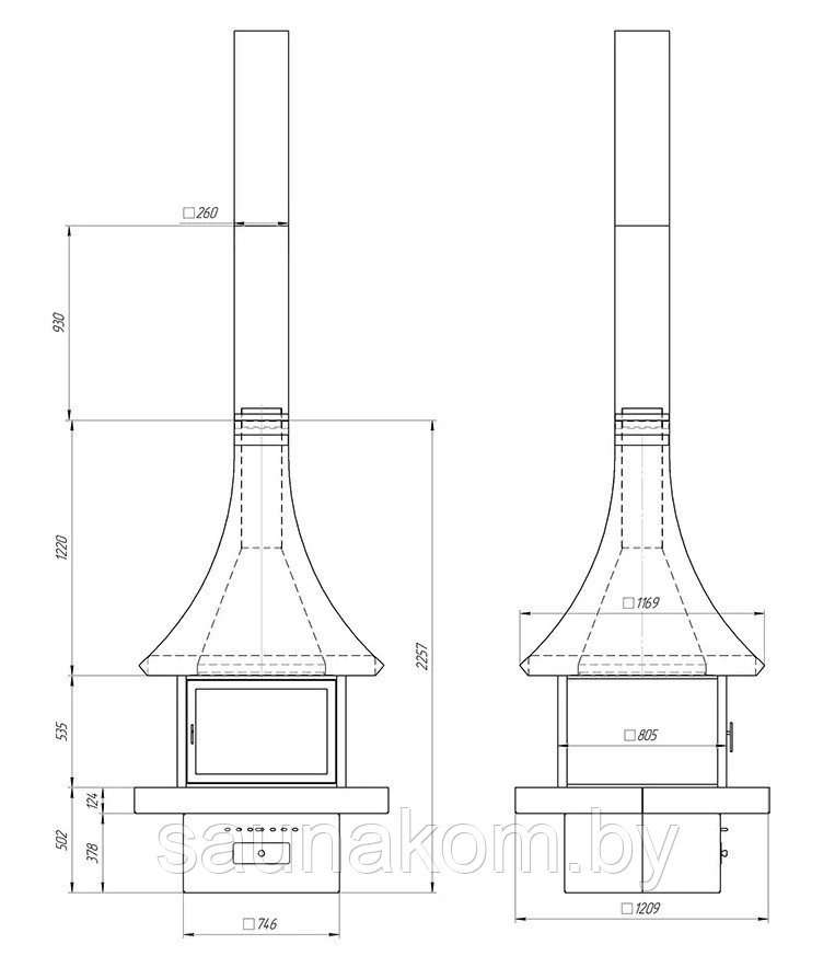 Современный камин на дровах для дома и дачи со стеклом. Модель LOFT - 06 - фото 4 - id-p150135101