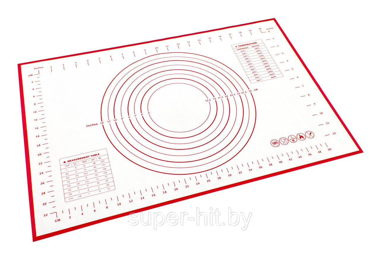 Силиконовый коврик с разметкой 60 × 40 см, красный - фото 3 - id-p150150005