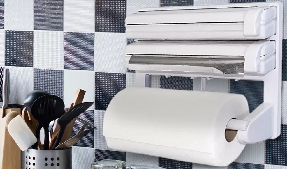 Кухонный держатель для бумажных полотенец, пищевой пленки и фольги Triple Paper Dispenser