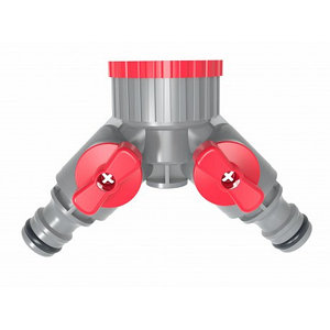 Разветвитель двухканальный, регулируемый, со штуцерами 1/2"-3/4", внутренняя резьба AWTOOLS