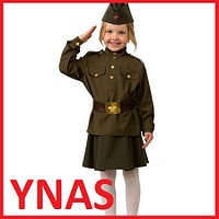 Детский карнавальный костюм для девочки Солдатка военный 8009, размеры 28-38 праздничный новогодний утренник