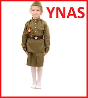 Детский карнавальный костюм для девочки Солдатка военный 8009, размеры 104-152 праздничный новогодний утренник