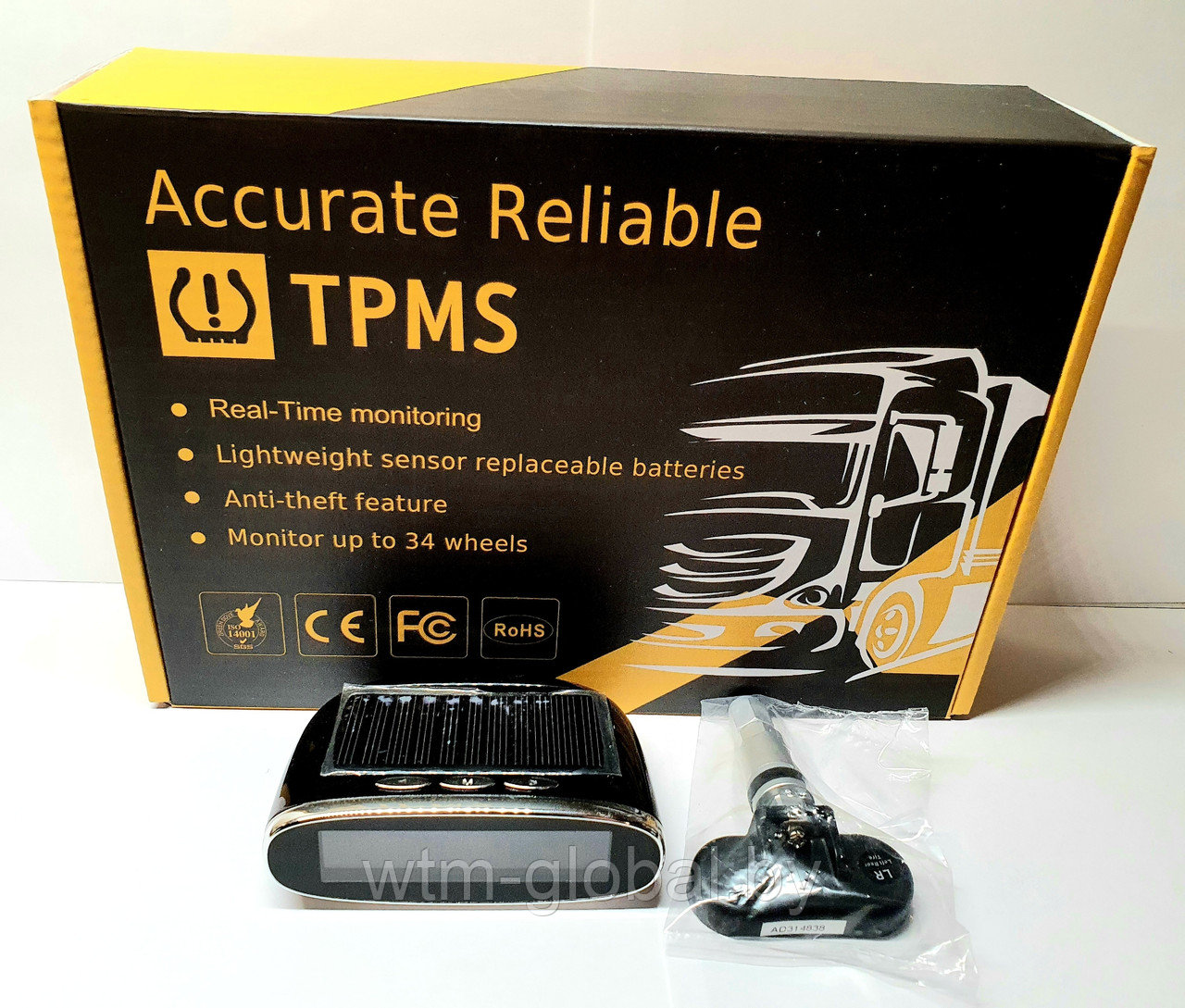 Система TPMS с дисплеем и 4 внутренними датчиками измерения давления шин