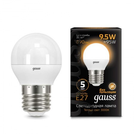Светодиодная лампа Gauss G45 шар LED Globe E27 9.5 Вт 3000 К 105102110 - фото 1 - id-p150187849