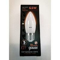 Светодиодная лампа Gauss С37 свеча LED Candle E27 6.5w 3000к 103102107