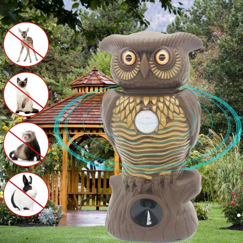 Садовый ультразвуковой отпугиватель вредителей со светодиодной подсветкой Owl Alert - фото 1 - id-p150189224