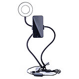 Кольцевая лампа для селфи с гибким держателем для телефона на прищепке (чёрная, белая), фото 6