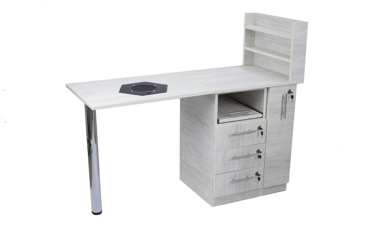 Маникюрный стол с карго, серый с оттенком коричневого цвета