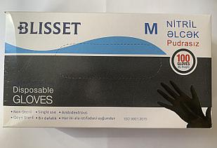 Перчатки нитриловые черные BLISSET одноразовые S XS M L (100 штук) XS