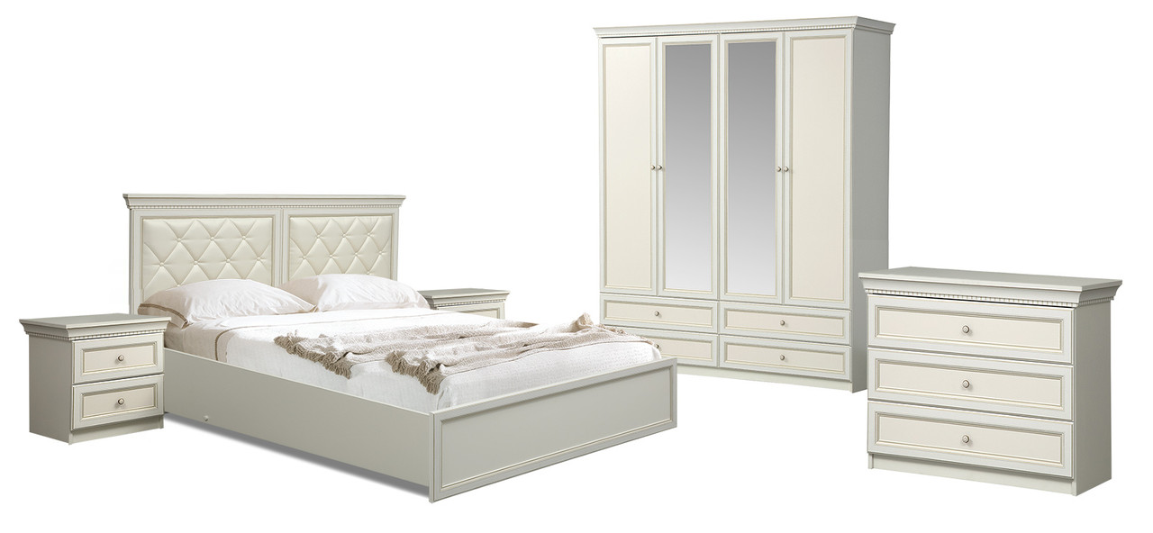 Комплект мебели для спальни Эльмира (белый/белая кожа патина) - фото 2 - id-p150152194