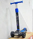 Самокат Big Maxi Scooter 1620| Светящиеся колеса, фары| Синий цвет, фото 6