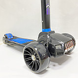 Самокат Big Maxi Scooter 1620| Светящиеся колеса, фары| Синий цвет, фото 4