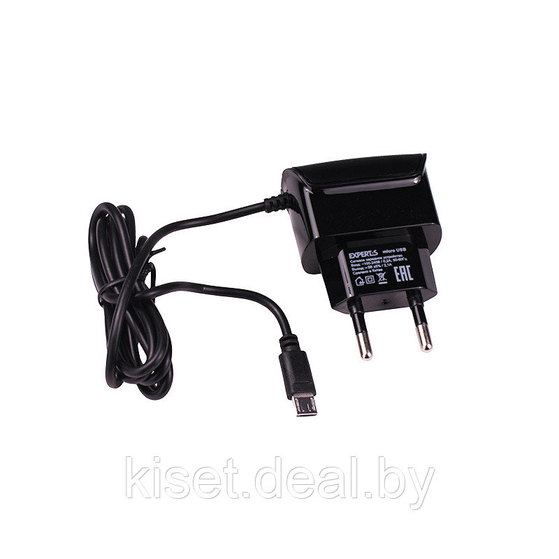 Сетевое зарядное устройство EXPERTS USB / Micro USB 2.1A черный - фото 1 - id-p150216580