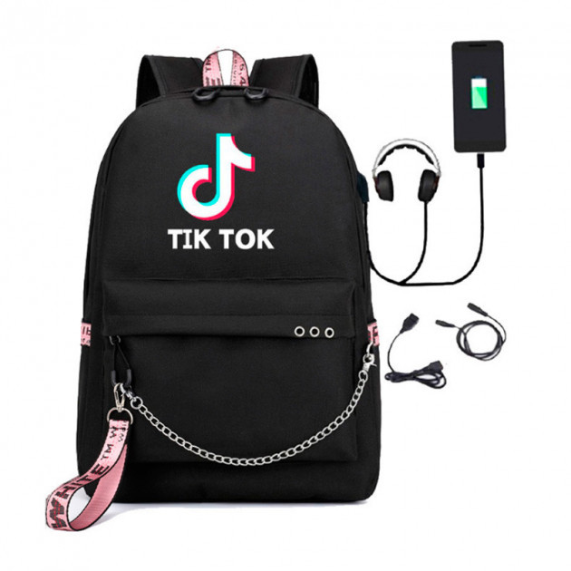 Рюкзак с зарядным кабелем и кабелем для наушников Tik Tok - фото 2 - id-p150218265