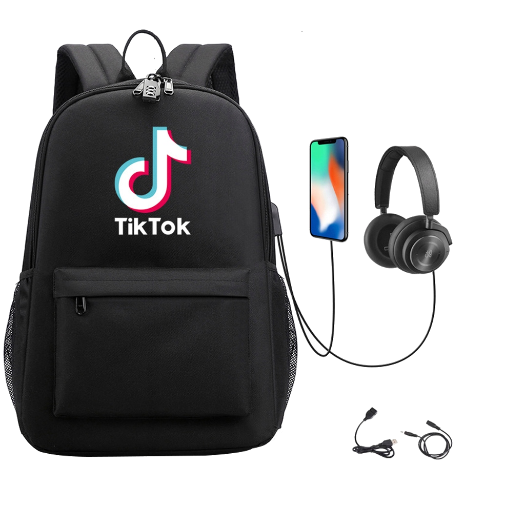 Рюкзак с зарядным кабелем и кабелем для наушников Tik Tok - фото 1 - id-p150218265