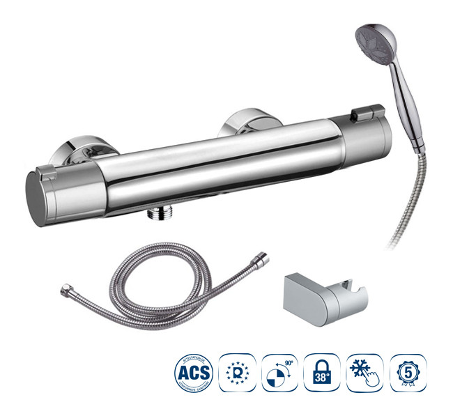 Термостатический смеситель для душа с душевым гарнитуром Clever Nine urban cold touch 98478 хром