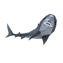 Акула Жанна (серая). 3D конструктор - оригами из картона