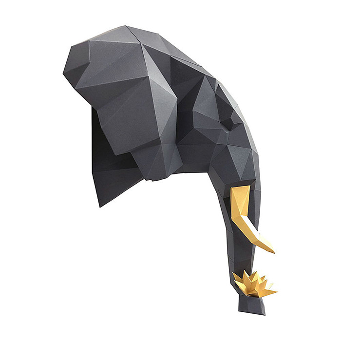 Слон и Лотос (серый). 3D конструктор - оригами из картона - фото 3 - id-p150224022
