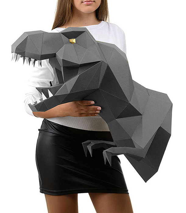Динозавр Завр (графитовый). 3D конструктор - оригами из картона - фото 4 - id-p150224024