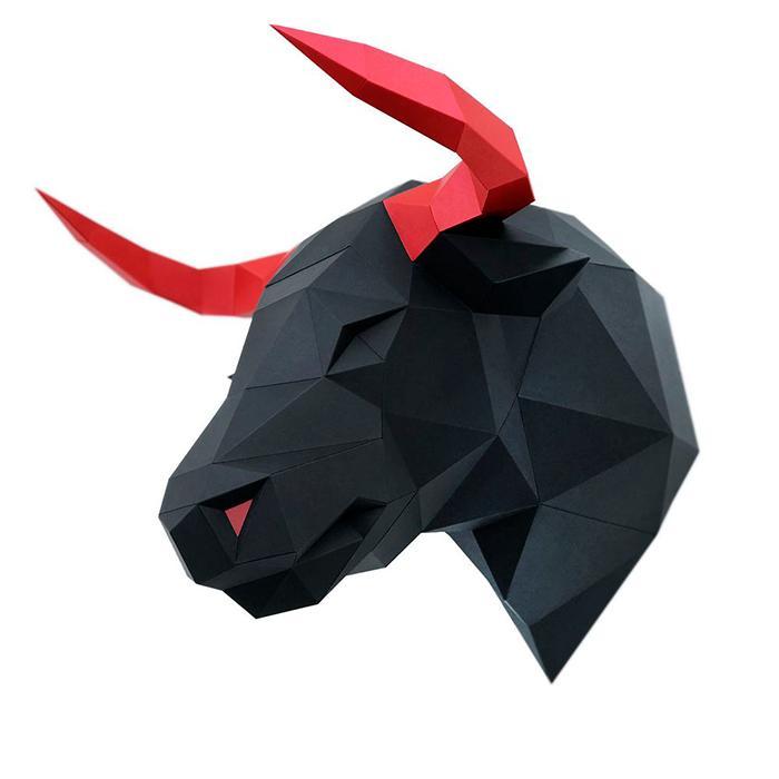 Бык Алёша (черный). 3D конструктор - оригами из картона - фото 1 - id-p150224025