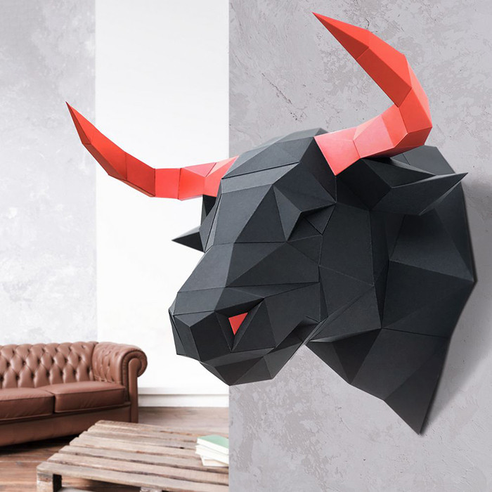 Бык Алёша (черный). 3D конструктор - оригами из картона - фото 2 - id-p150224025