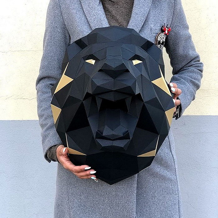 Лев Николаевич (черный). 3D конструктор - оригами из картона - фото 2 - id-p150224028