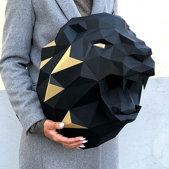 Лев Николаевич (черный). 3D конструктор - оригами из картона - фото 3 - id-p150224028