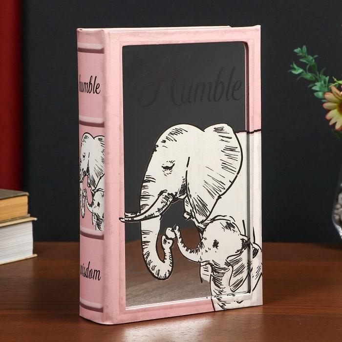 Сейф-книга «Семья слонов» с зеркальной поверхностью 26 см. - фото 1 - id-p150224435