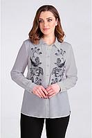 Женская осенняя хлопковая серая деловая большого размера блуза Таир-Гранд 62397 серый 48р.
