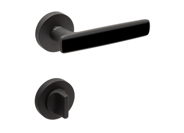 Ручки дверные CROMA SERA MP24 (AL6/AL6 черный матовый/черный) комплект WC