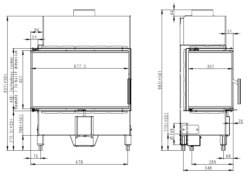 Romotop Heat R/L 2g S 70.44.33.23 каминная топка - фото 3 - id-p101645100