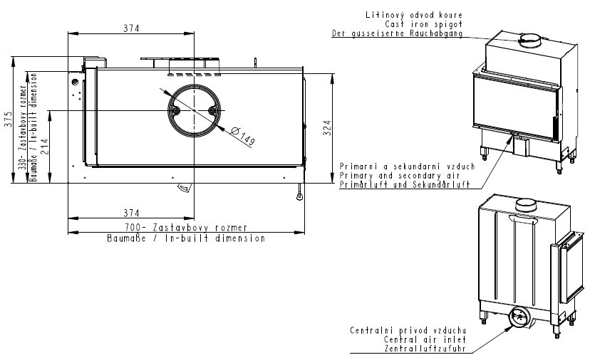 Romotop Heat R/L 2g S 70.44.33.23 каминная топка - фото 4 - id-p101645100