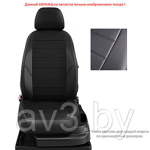 Чехлы на сиденья Nissan Almera G15, 2013-2022, спинка делится, Экокожа, черная
