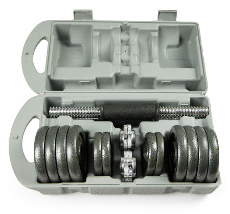 Набор металлических гантелей 15 кг ATLAS SPORT в чемодане - фото 1 - id-p150261560