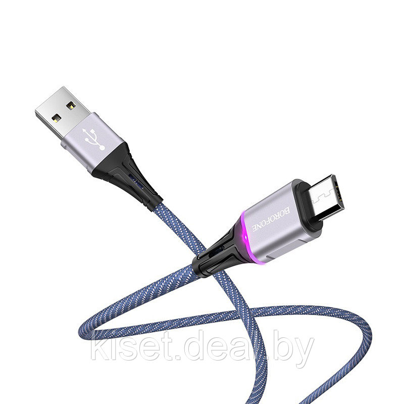 Кабель BOROFONE BU25 Micro-USB 2.4A 1.2m. синий - фото 1 - id-p150296643