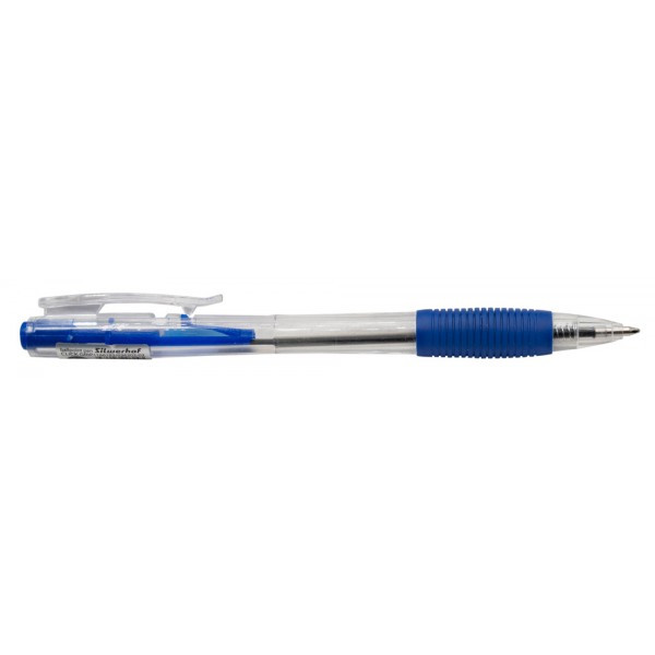Ручка шариковая Silwerhof CLICK GRIP (026202-02) авт. 0.7мм резин. манжета прозрачный синие чернила(работаем с - фото 1 - id-p150307518