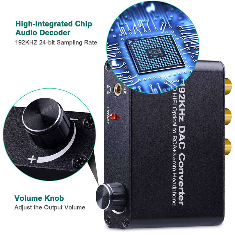 Адаптер - переходник, аудио-преобразователь с оптики (Toslink/SPDIF) на jack 3.5mm (AUX), RCA, регулятор - фото 8 - id-p150310760