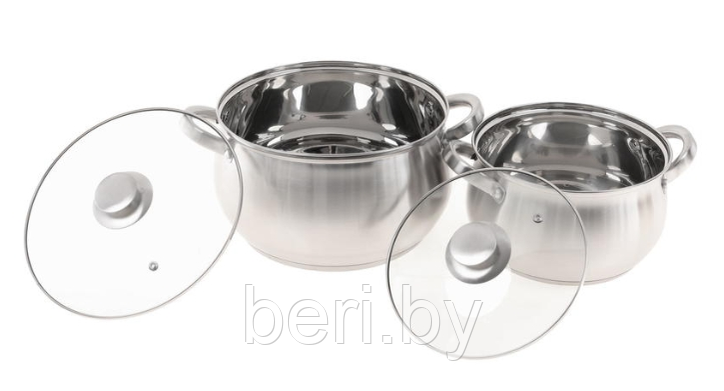 KL-4204 Набор посуды Kelli, набор кастрюль с крышками 6 шт, 12 предметов - фото 3 - id-p150367798