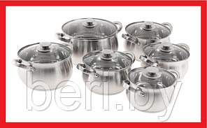KL-4204 Набор посуды Kelli, набор кастрюль с крышками 6 шт, 12 предметов
