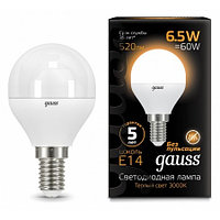 Светодиодная лампа Gauss G45 шарик E14 6.5 Вт 3000 К [105101107]
