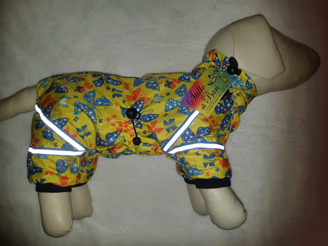 Комбинезон для собак на подкладке Атлас с рисунком "Бабочки на желтом" - фото 1 - id-p150444344