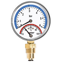 Термоманометр радиальный 0-120°C 0-6 bar 1/2 80мм Ferro