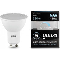 Светодиодная лампа Gauss диммируемая LED MR16 GU10 5 Вт 4100 К 101506205-D