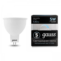 Светодиодная лампа Gauss Led MR16 GU5.3 5Вт 4100K (диммируемая) [101505205-D]